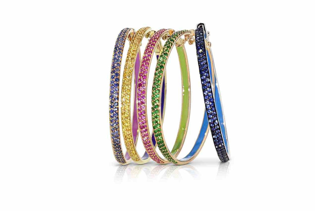 Hoop Oorhangers Blauw Saffier