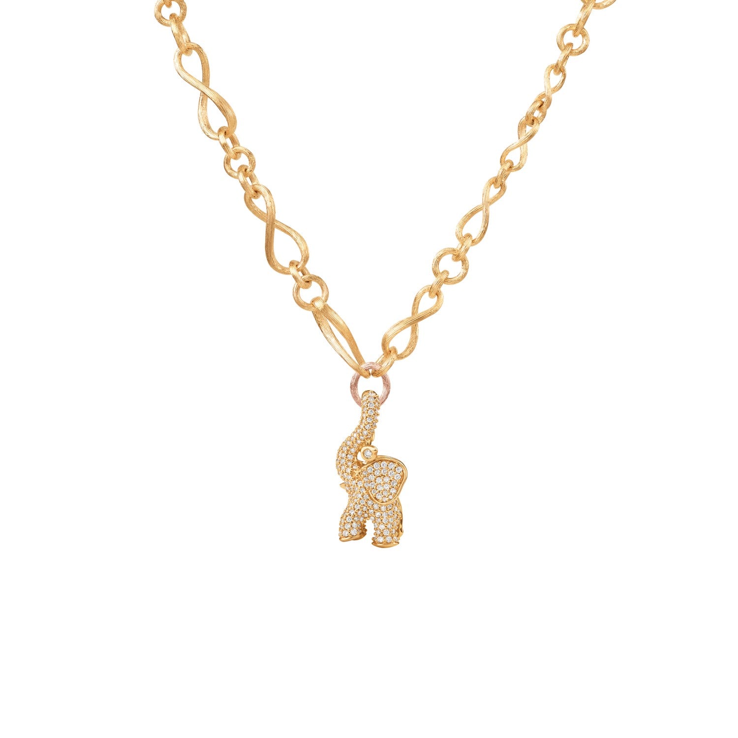 Elephant hanger half pave aan Love collier mini