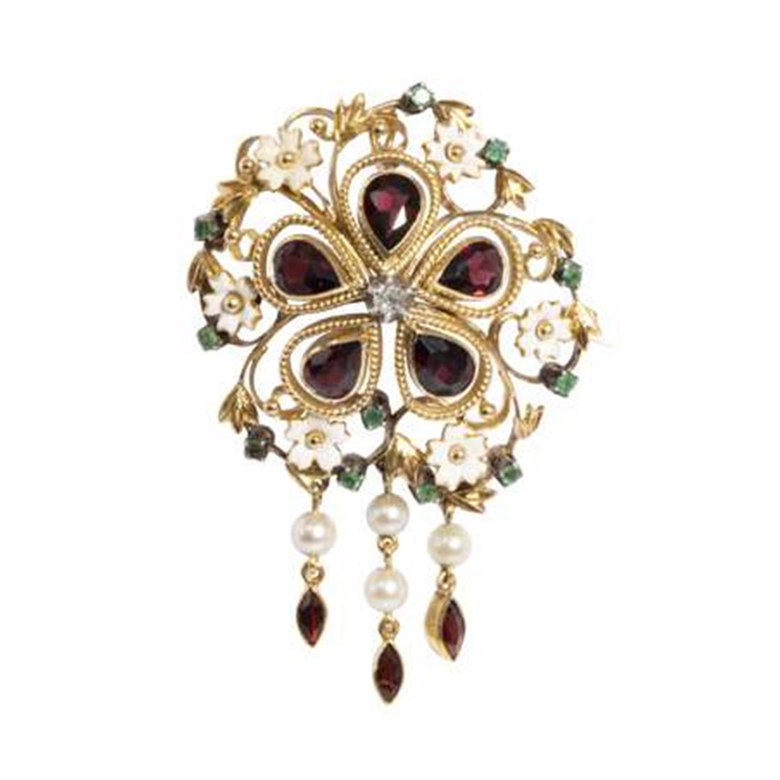 Broche granaat emaille
